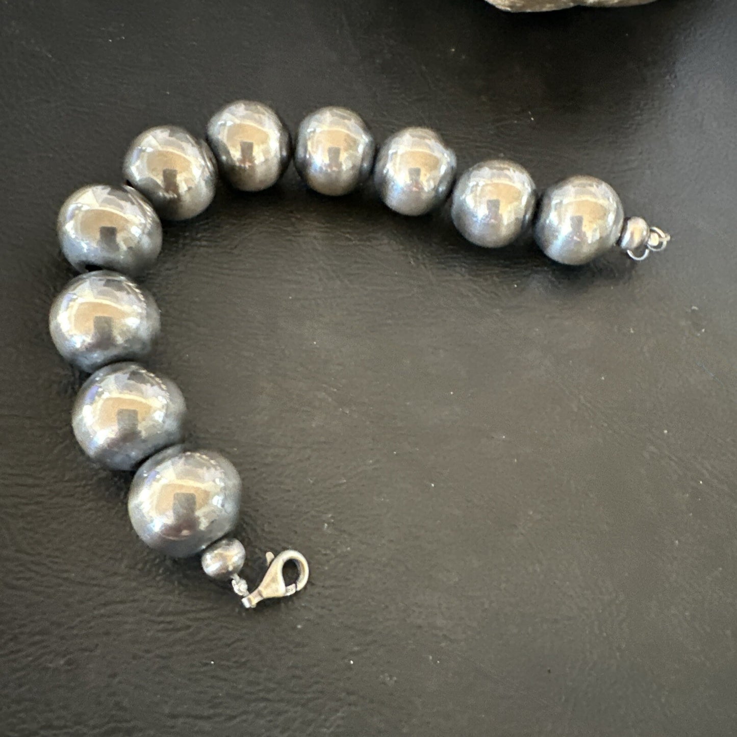 16mm Round Beads 7” Sterling Silver Beads Bracelet 17163