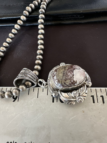 Mens Womens Wild Horse Turquoise Pendant Navajo Sterling Silver Necklace 17802
