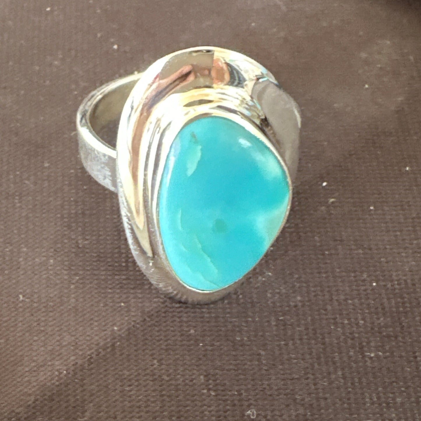 Southwestern Sterling Silver Blue Kingman Turquoise Ring Size 8 18522