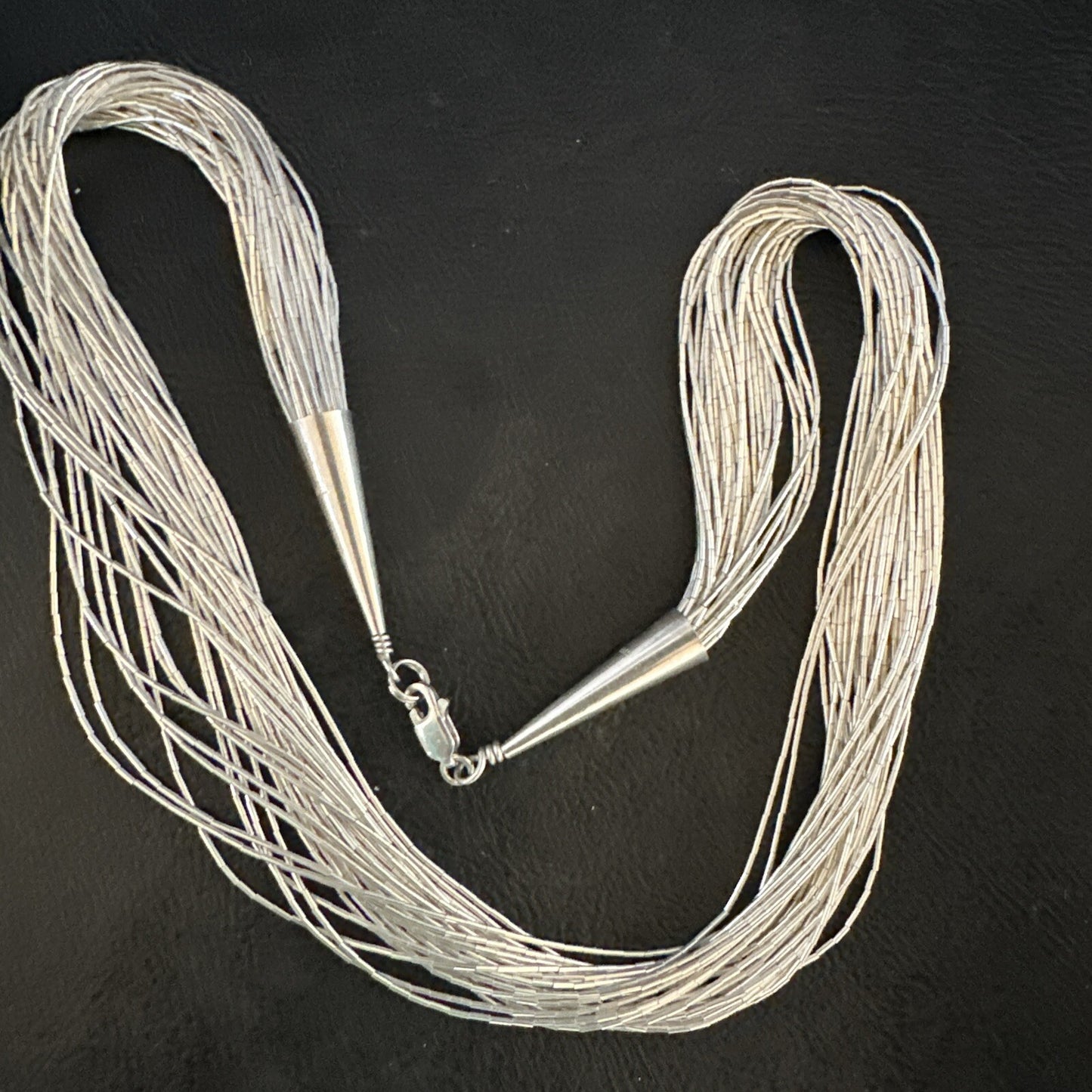 Silver Heishi Liquid All Sterling 30S Necklace 17" 17928