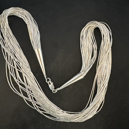 Silver Heishi Liquid All Sterling 30S Necklace 17" 17928