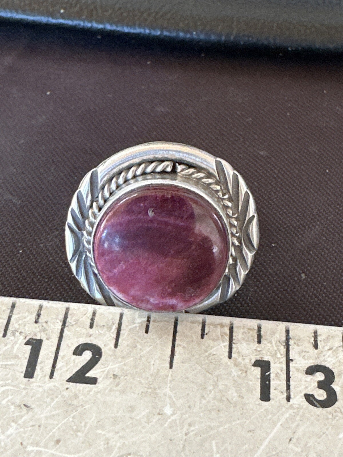 Womens Purple Spiny Oyster Navajo Sterling Silver Ring Size 8 18585