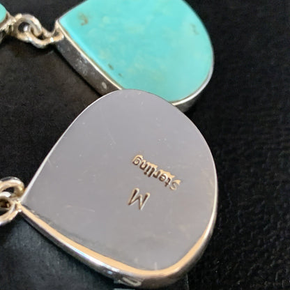 Kingman Turquoise Navajo Sterling Silver Dangle Earrings 1.5" 14011
