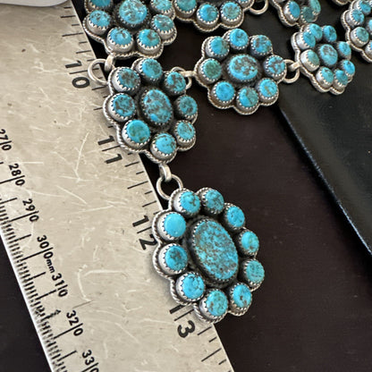 Cluster Lariat Blue Kingman Turquoise Necklace Pendant Navajo 30” 18795