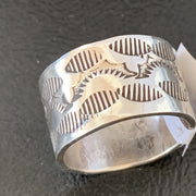 Men's Wide Band Navajo Ring Size 9 10973N | Sterling Silver | Authentic Native American Handmade