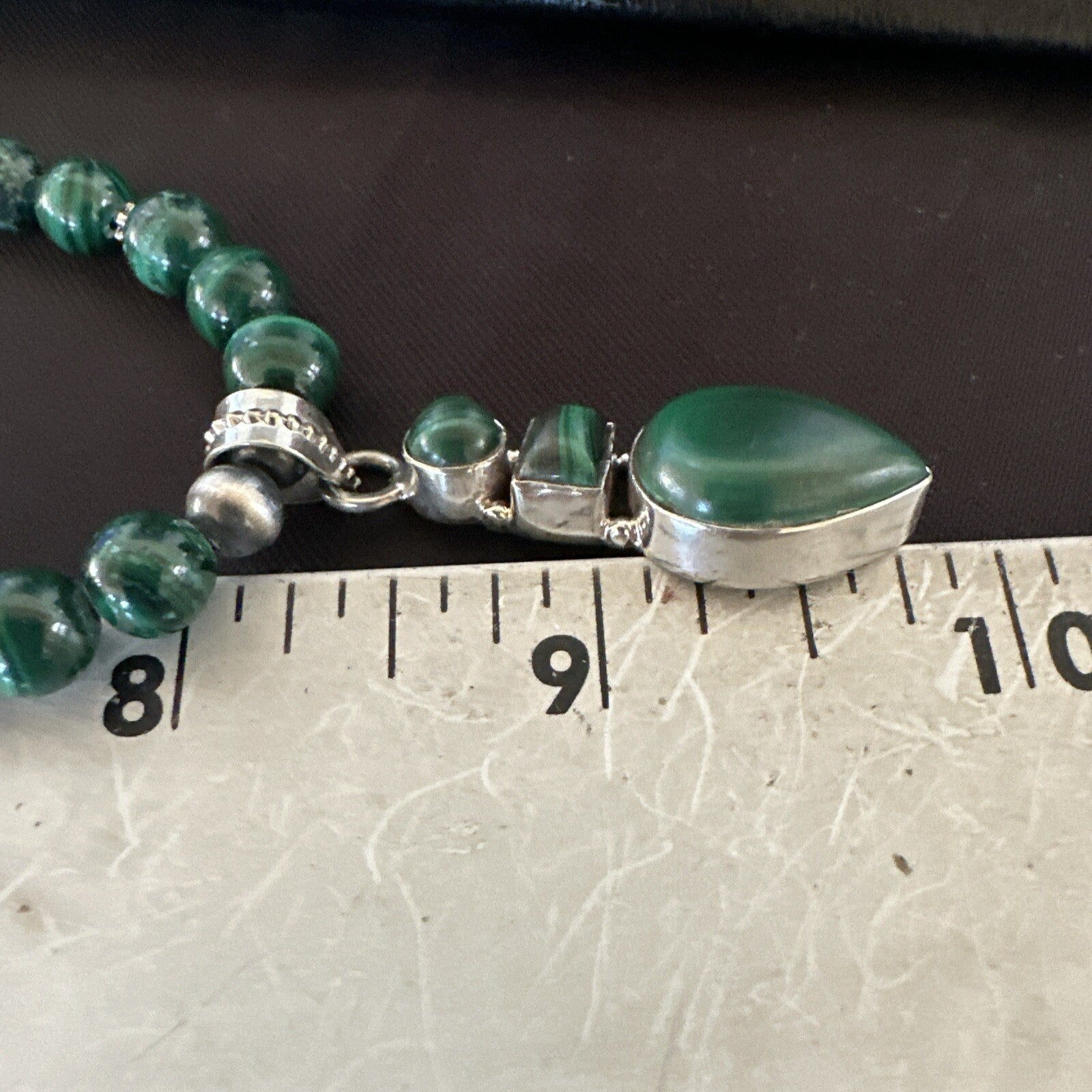 Womens Green Malachite Pendant Navajo Sterling Silver Necklace 18373