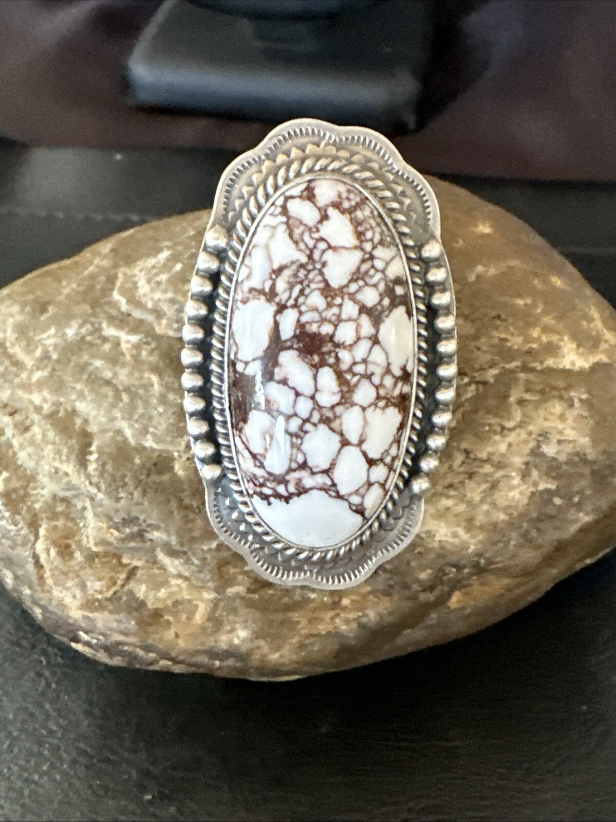 Mens Womens Wild Horse Turquoise Navajo Sterling Silver Ring Sz 8 18722