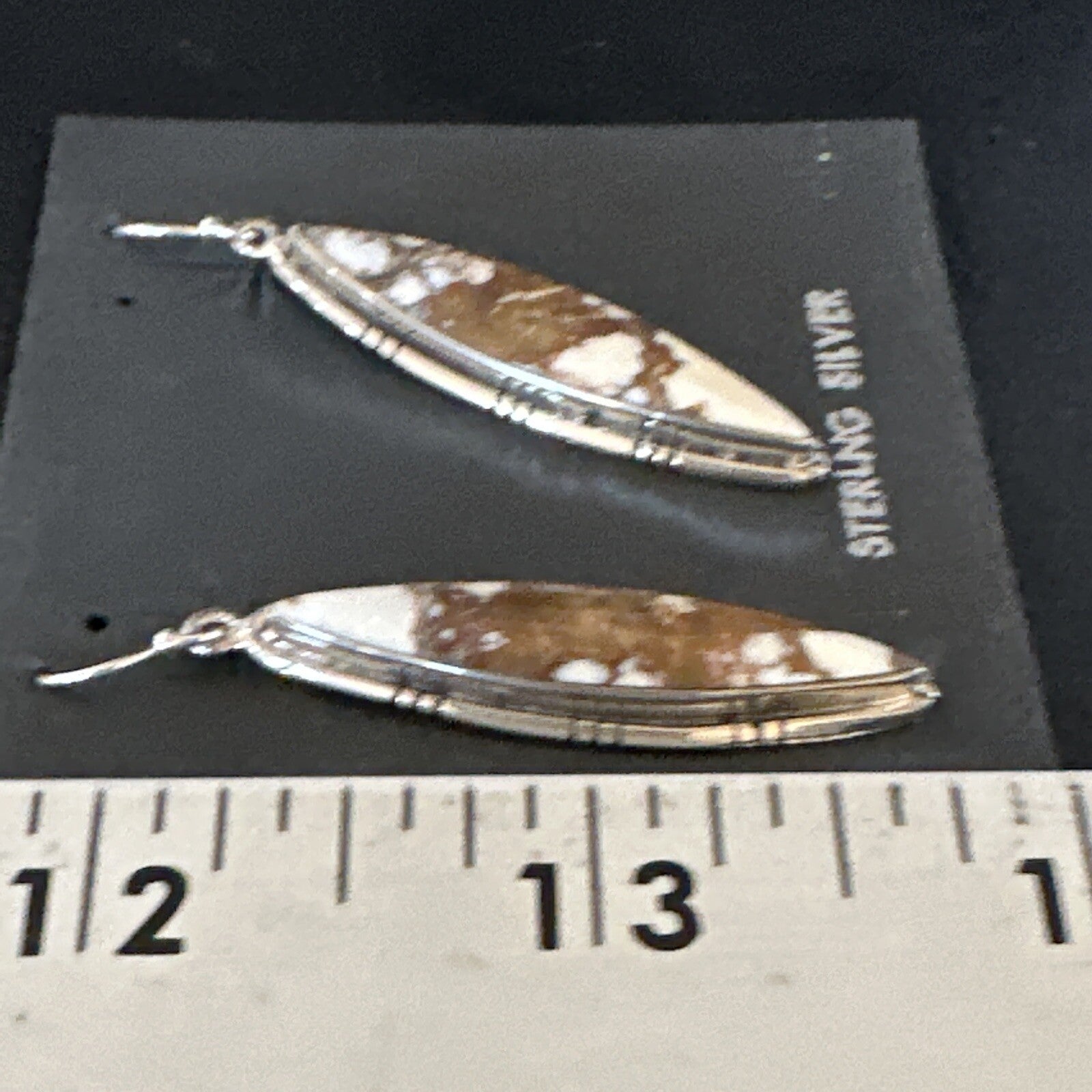 Native American Navajo Sterling Silver Wild Horse Turquoise Earrings 01377