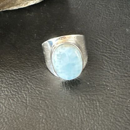 Womens Blue Larimar Navajo Sterling Silver Ring Size 8 17670