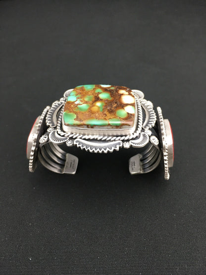 Royston Turquoise Spiny Oyster Navajo Sterling Silver Bracelet 1129
