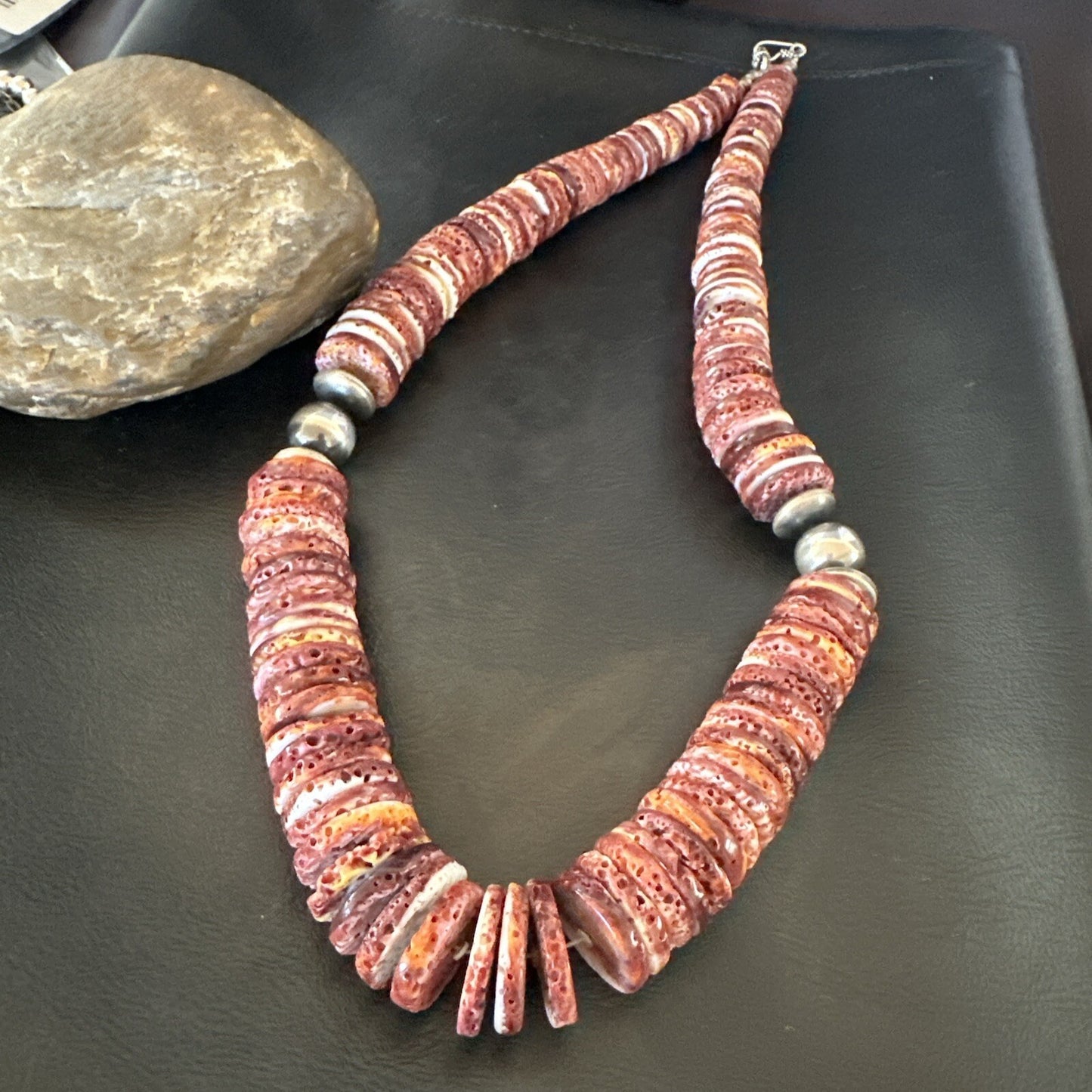 Purple Spiny Oyster Navajo Sterling Silver Necklace 23" 18358