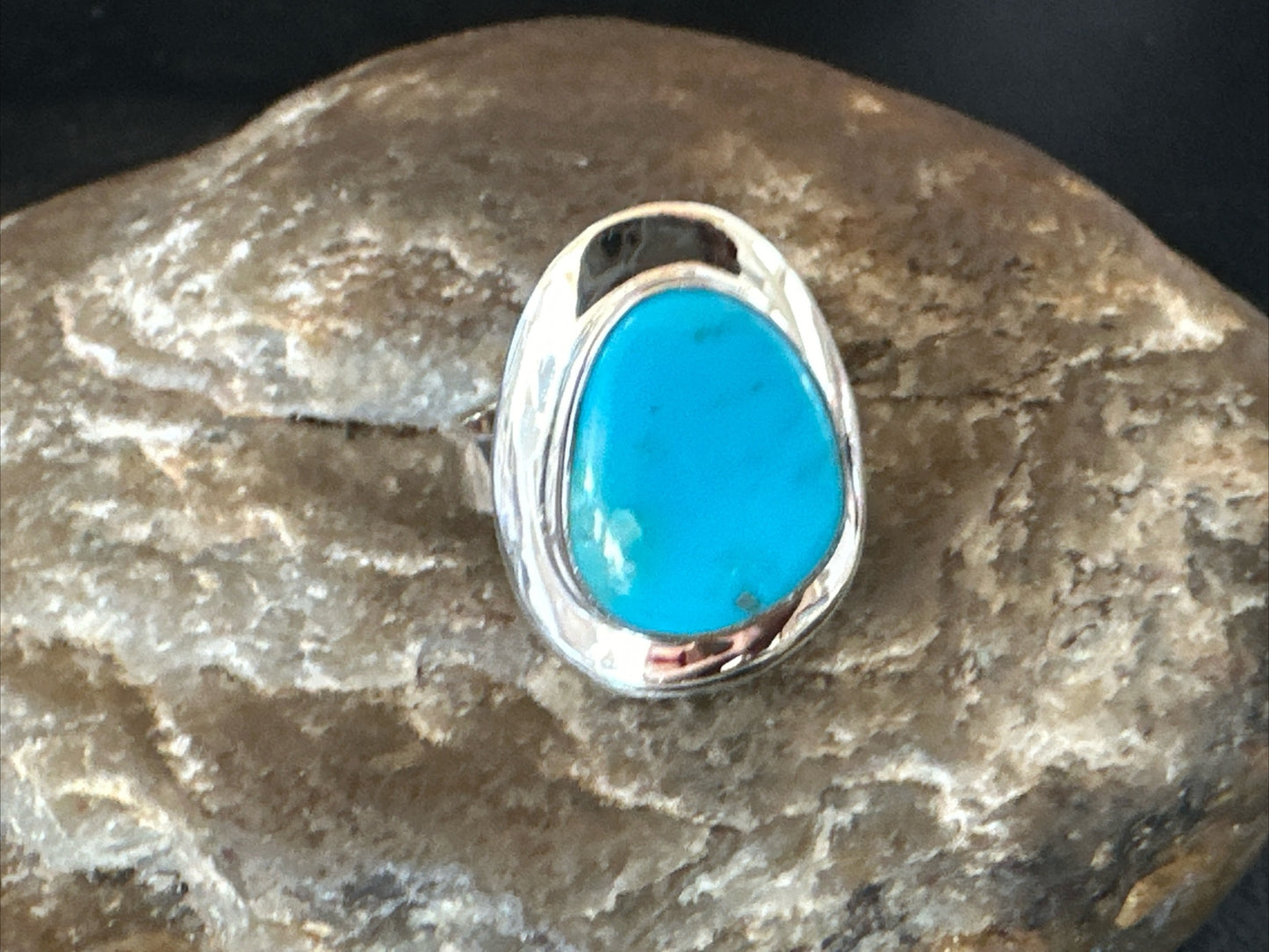 WoMens Sterling Silver Blue Kingman Turquoise Ring Size 7 17682