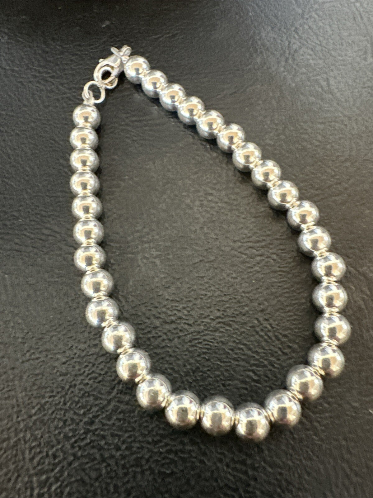 Shiny 6mm Beads 8” Sterling Silver Bracelet 90008