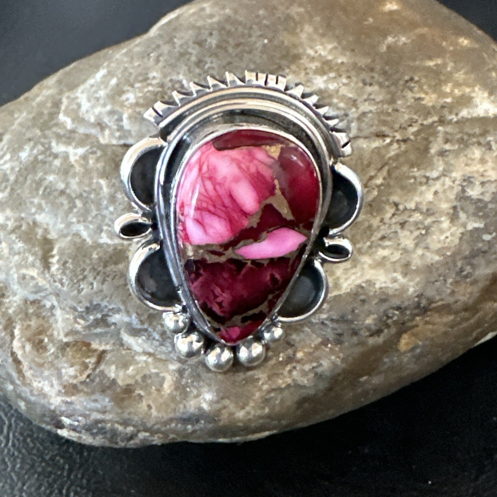 Purple Spiny Oyster Navajo Sterling Silver Native American Ring Size 6.5 19629