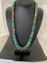 Navajo Pearls Graduated Turquoise Necklace 23" | Sterling Silver | Authentic Native American Handmade | 480