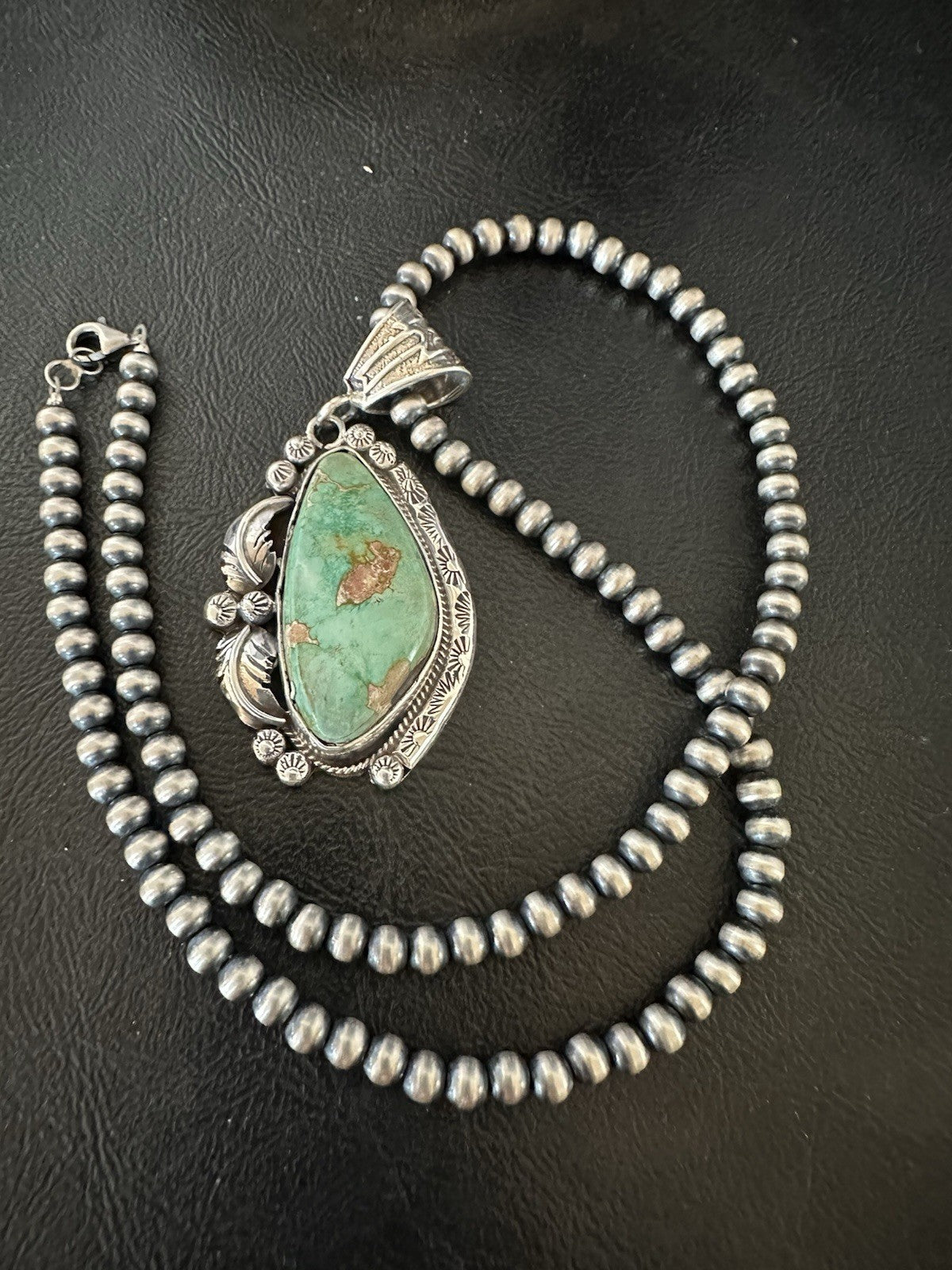 WoMens Navajo Pearls Sterling Silver Royston Turquoise Necklace Pendant 19364