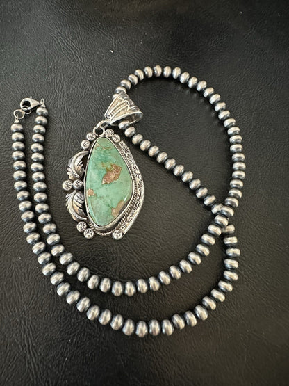 WoMens Navajo Pearls Sterling Silver Royston Turquoise Necklace Pendant 19364