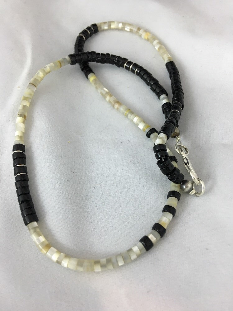 Handmade Native American Black Onyx Sterling Silver Men's Necklace 10052