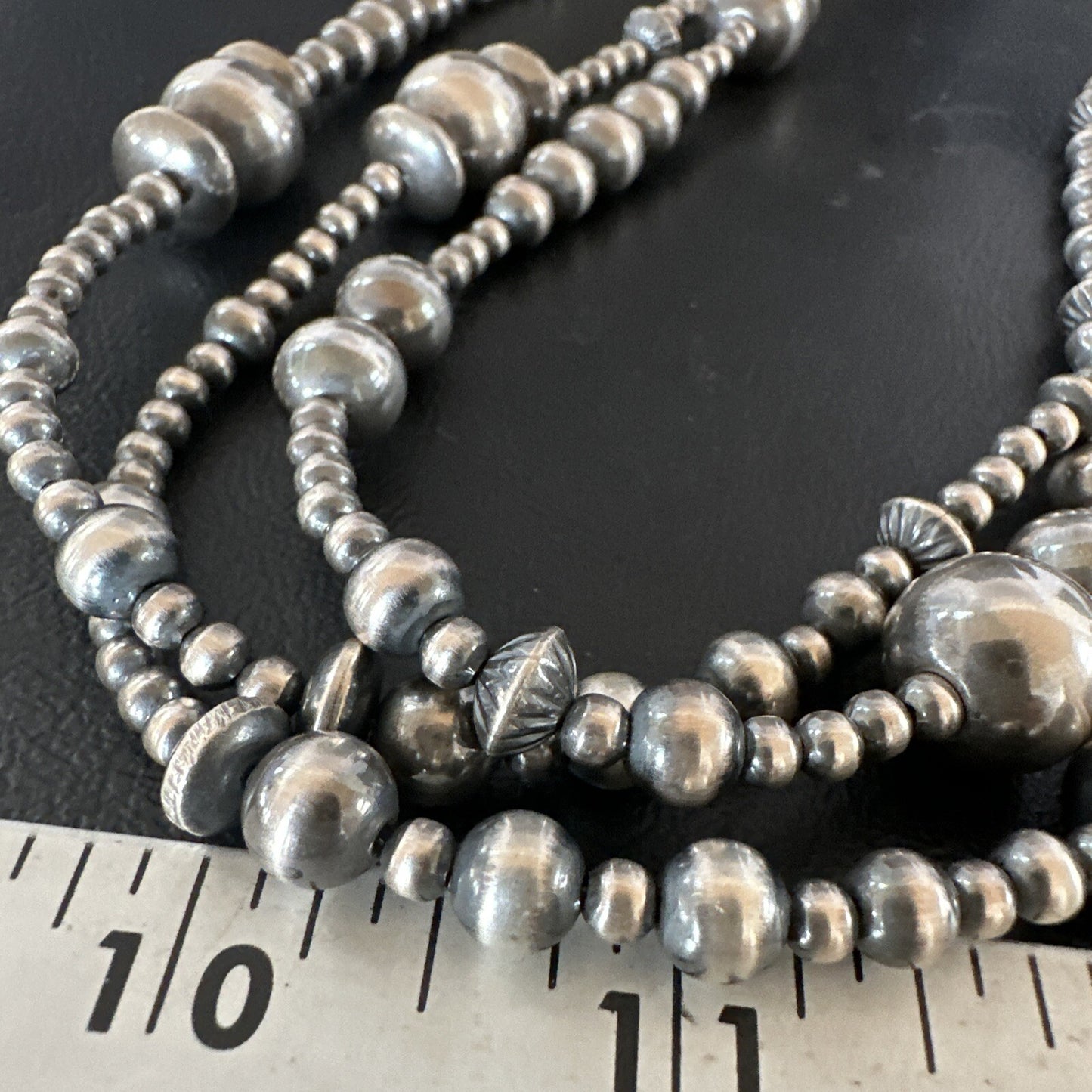 Native American Navajo Pearls Sterling Silver Necklace 3 Strand 94221
