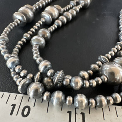 Native American Navajo Pearls Sterling Silver Necklace 3 Strand 94221