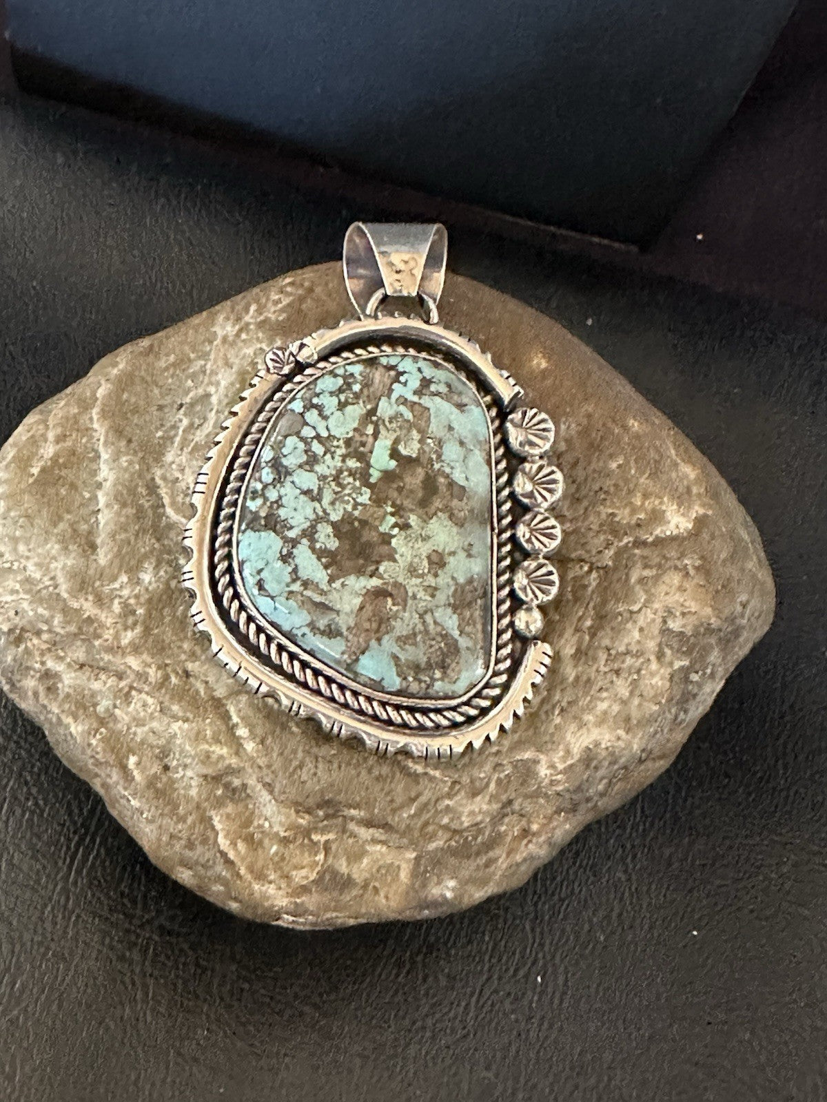 XL Men Women Blue Turquoise Pendant Navajo Sterling Yazzie 19526