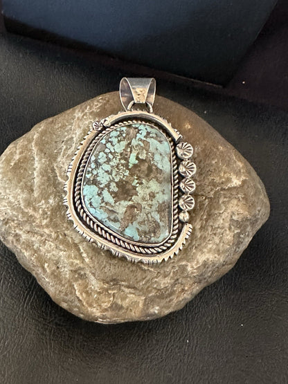 XL Men Women Blue Turquoise Pendant Navajo Sterling Yazzie 19526
