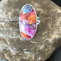 Blue Turquoise Spiny Oyster Southwestern Ring Size 7 | Sterling Silver | Authentic Native American Handmade | 18493