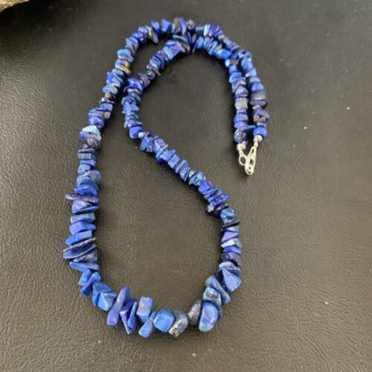 Navajo Lapis Turquoise Coral Beaded Necklace Sterling Silver 7" 13117