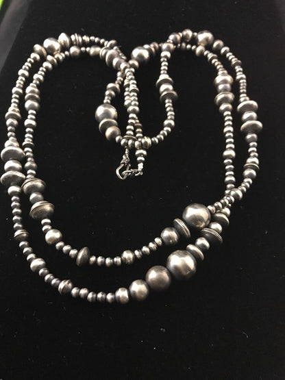 Native American Sterling Silver Navajo Pearls Mixed Beads 48" Necklace 92320