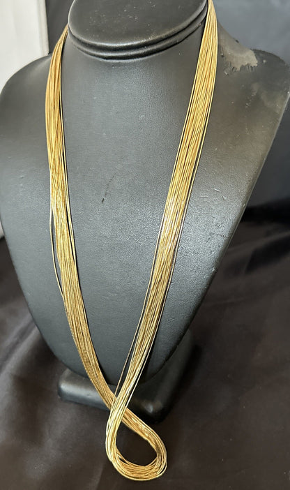 Gold Filled Heishi Tubes 30 Strand Liquid Sterling Silver Necklace 28” 18057