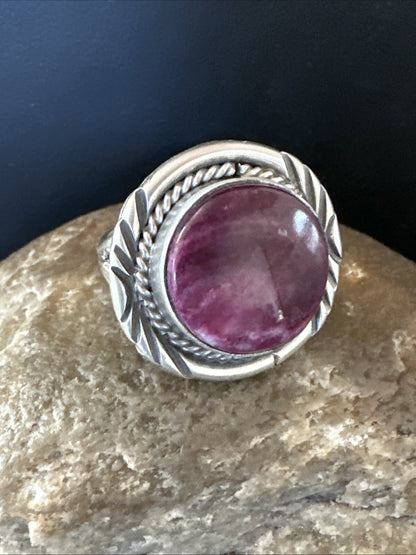 Womens Purple Spiny Oyster Navajo Sterling Silver Ring Size 8 18585