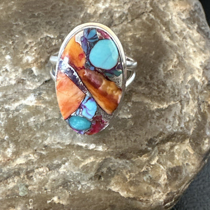 Turquoise Spiny Oyster Navajo Sterling Silver Ring Size 8 18213