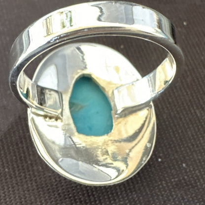 Southwestern Sterling Silver Blue Kingman Turquoise Ring Size 8 18523