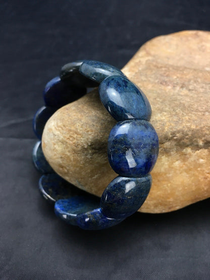 Blue Lapis Bead Stretch Bracelet 7.25" 03015