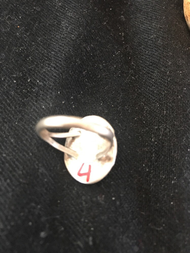 Red Coral Navajo Sterling Silver Old Pawn Ring Size 6 03485