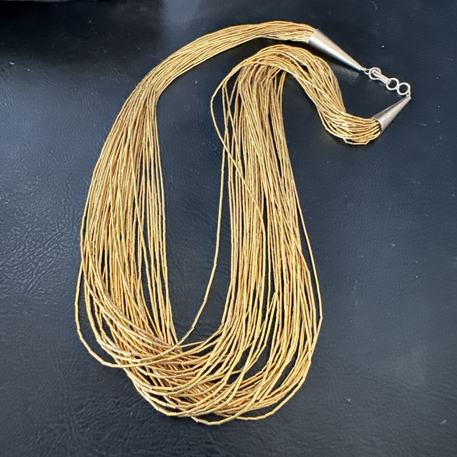 Gold Filled Heishi Tubes 40 Strand 18” Liquid Sterling Silver Necklace 19360