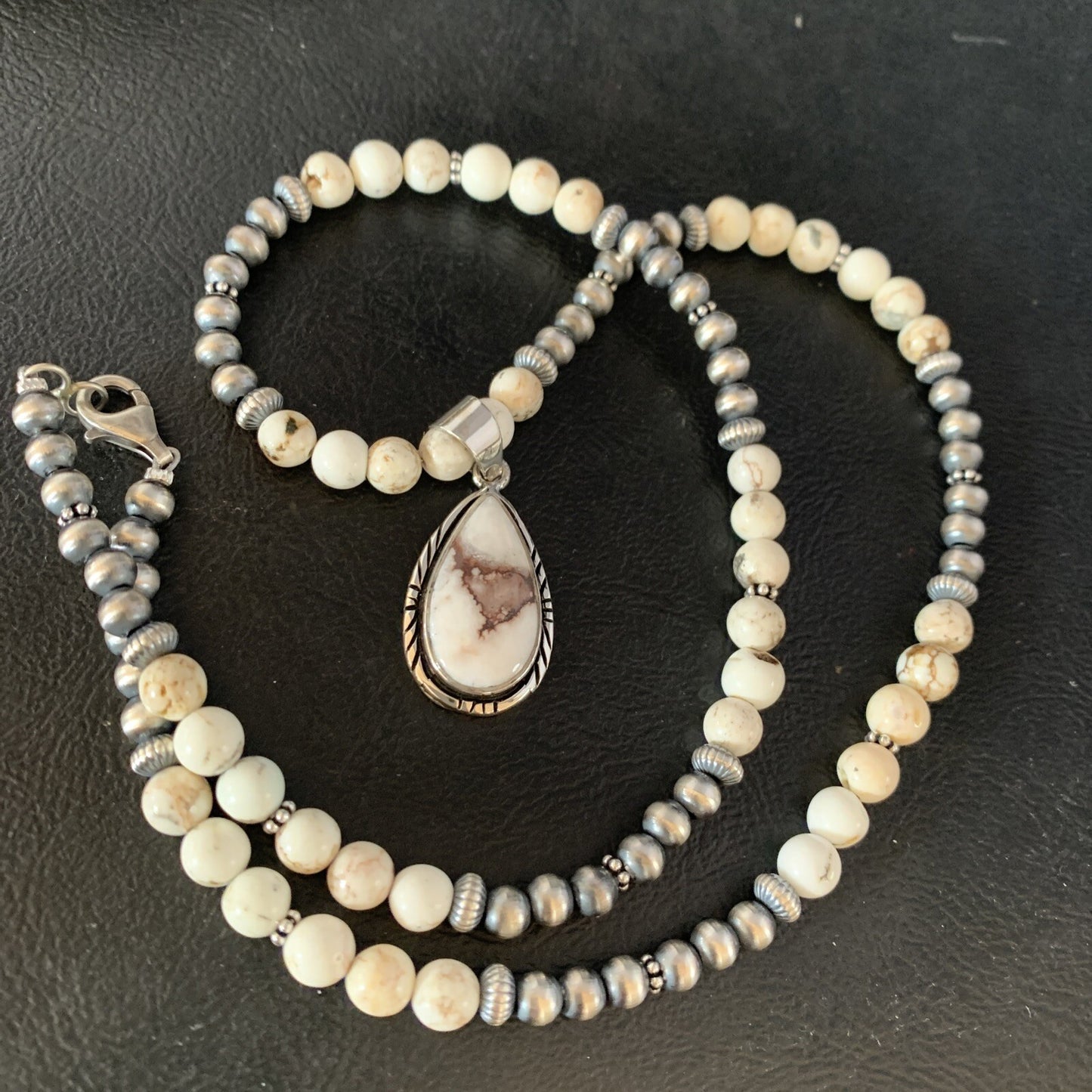 Native Navajo Pearls Purple Spiny Oyster Sterling Silver Necklace 4563
