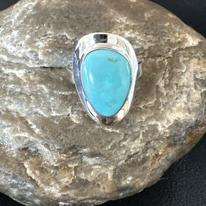 WoMens Sterling Silver Robin Egg Blue Kingman Turquoise Ring Size 8.5 17729