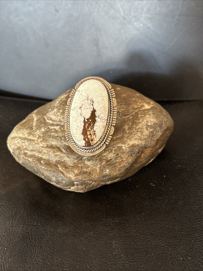 Native American Wild Horse Turquoise Navajo Sterling Silver Ring Size 6.5 19823