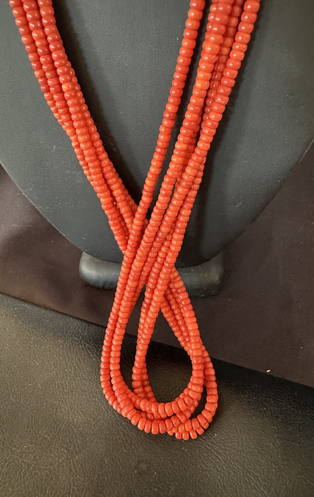 Red Spiny Stabilized 5 Strand Bead Heishi Shell 28” 19396