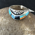 MultiColor Navajo Turquoise Spiny Oyster Inlay Ring Sz 6.5 | Sterling Silver | Authentic Native American Handmade | 18708