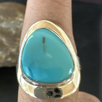 WoMens Sterling Silver Robin Egg Blue Kingman Turquoise Ring Size 9 17734