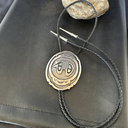 XL Mens Stamped Cutout Bear Navajo Sterling Silver Bolo Tie BK 19120