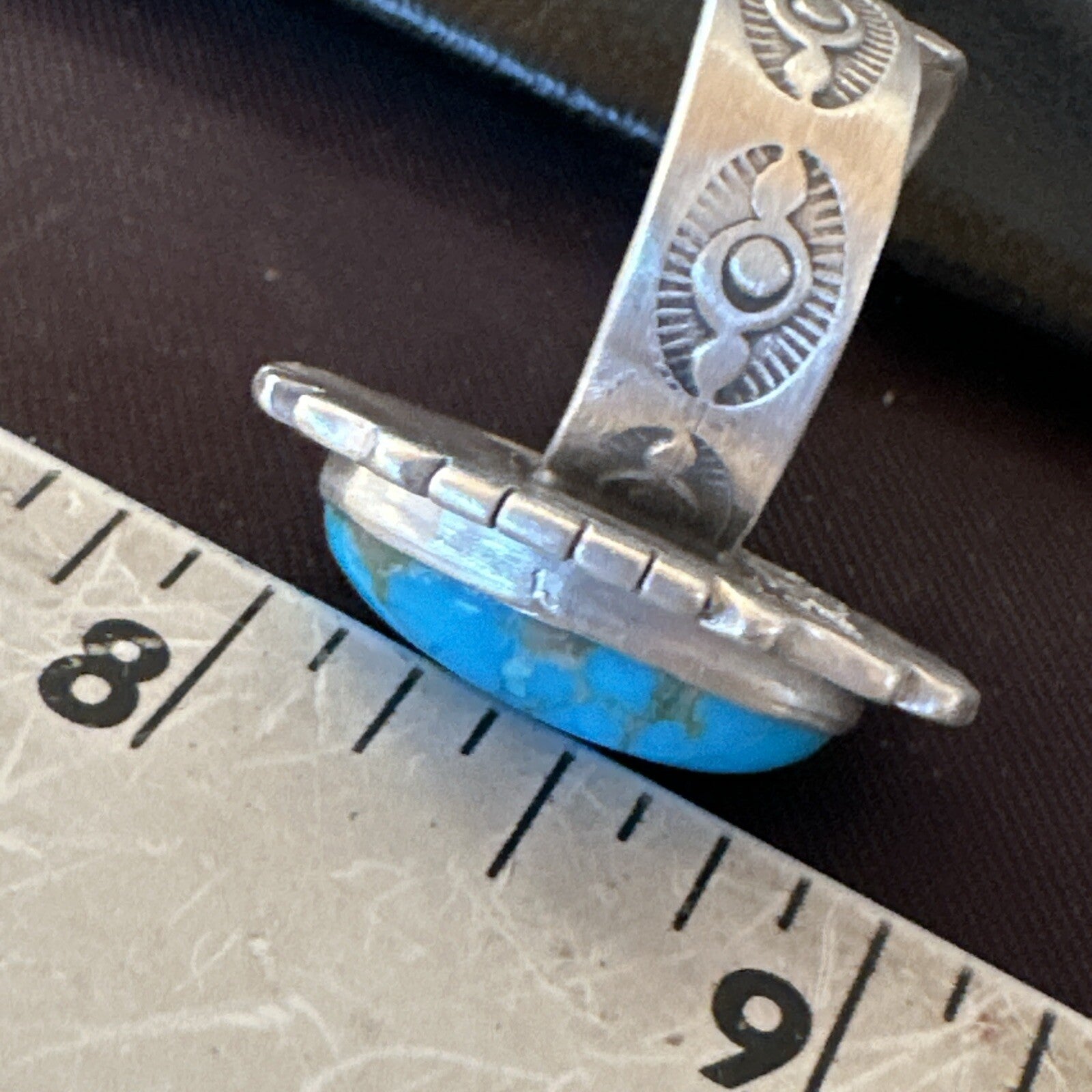 Blue Kingman Turquoise Navajo Sterling Silver Adjustable Ring Size 8 18825