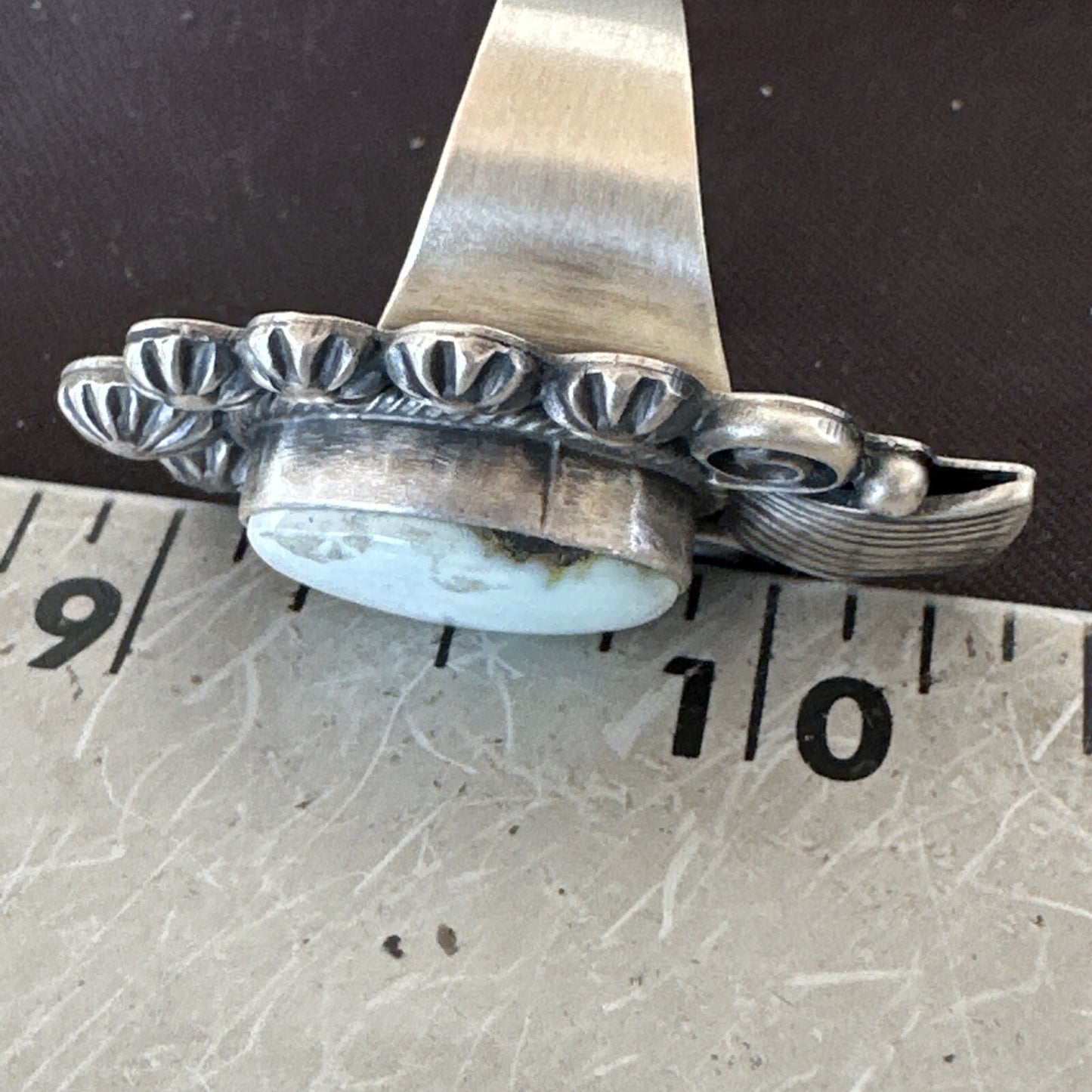 Women Blue Dry Creek Turquoise Navajo Sterling Silver Ring Sz 8.5 18615