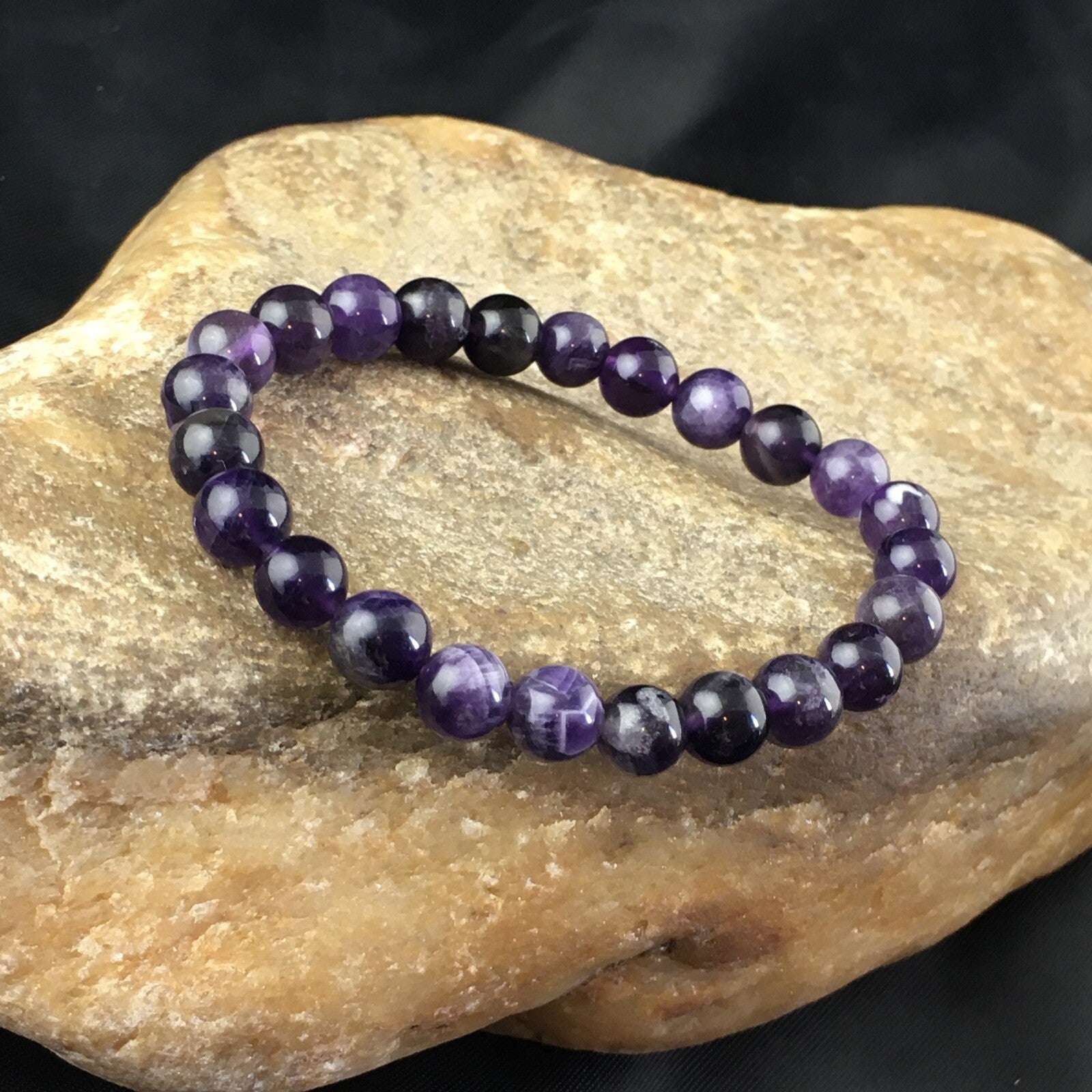 Purple Amethyst Navajo Stretch Elastic Bracelet 6.5" 02002