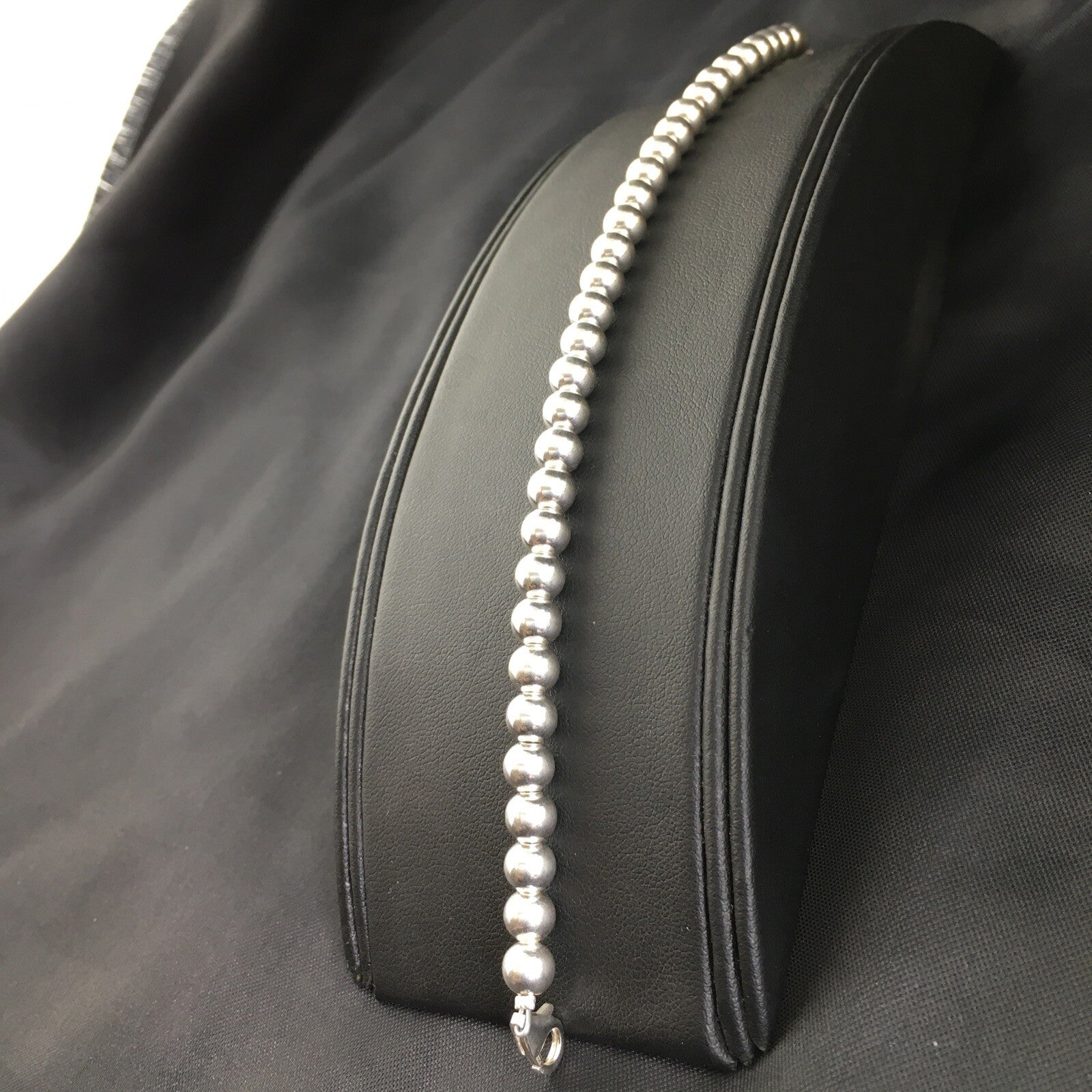 Native American Navajo 7.75” Sterling Silver Beads Bracelet 90108