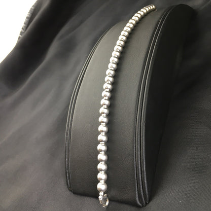 Native American Navajo 7.75” Sterling Silver Beads Bracelet 90108
