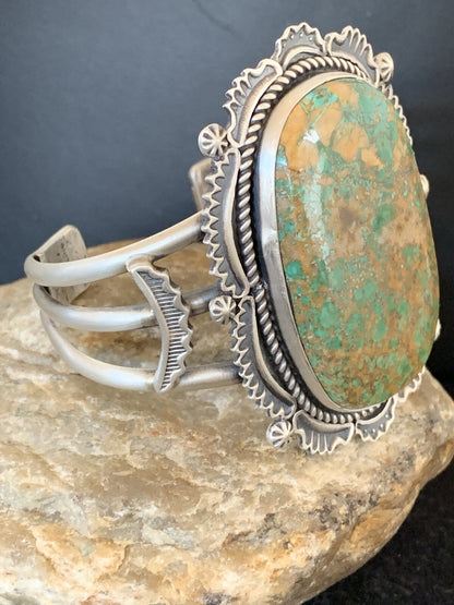 Mens Royston Turquoise Navajo Sterling Silver Cuff Bracelet 1163