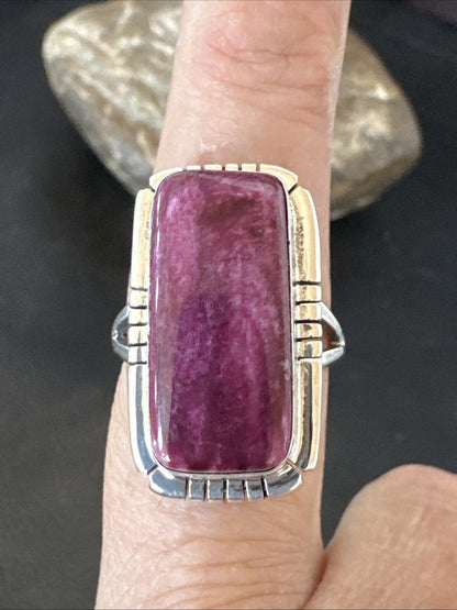 Womens Purple Spiny Oyster Navajo Sterling Silver Ring Size 8 18580